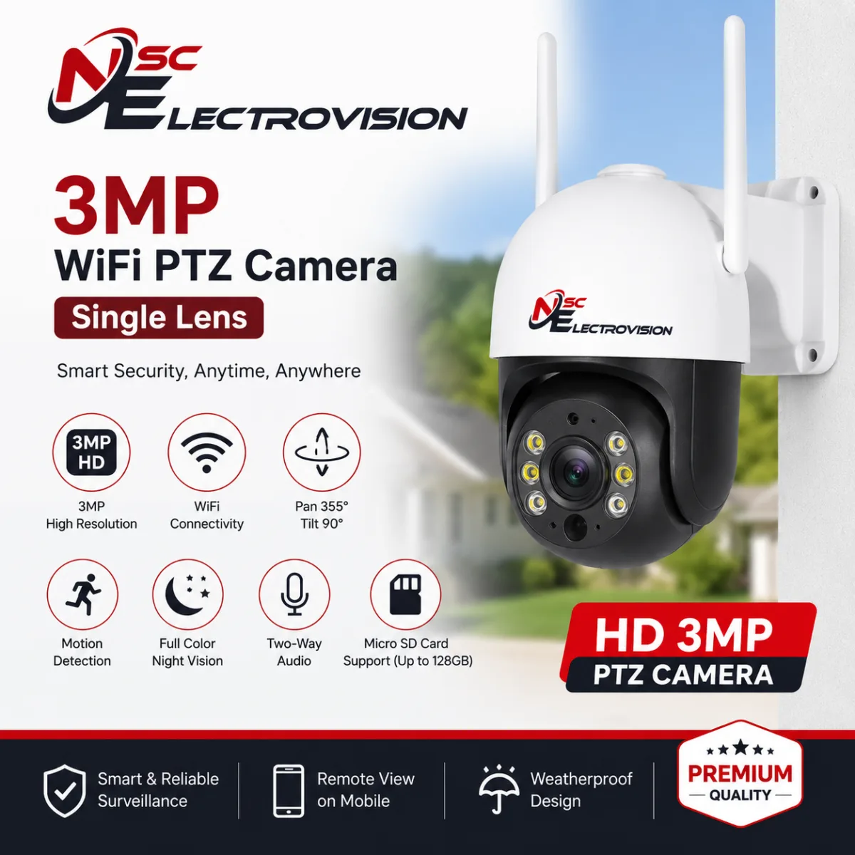 wifi PTZ Camera 3 MP single lens NSC