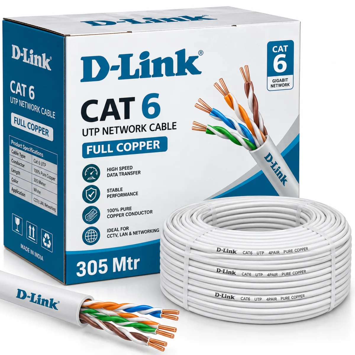 Cat 6 Cable Full Copper D-Link 305 mtr
