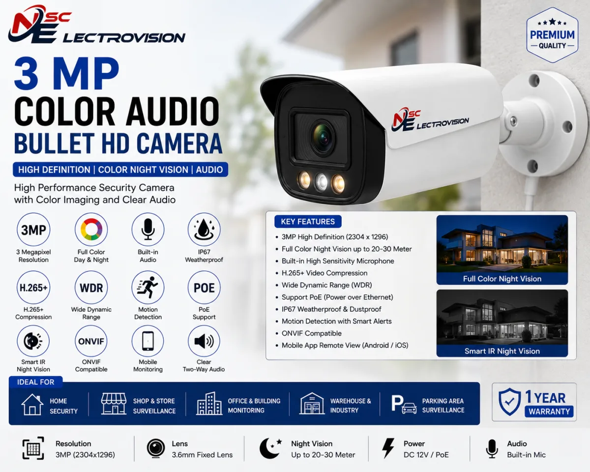 3 MP Color Audio Bullet HD Camera NSC