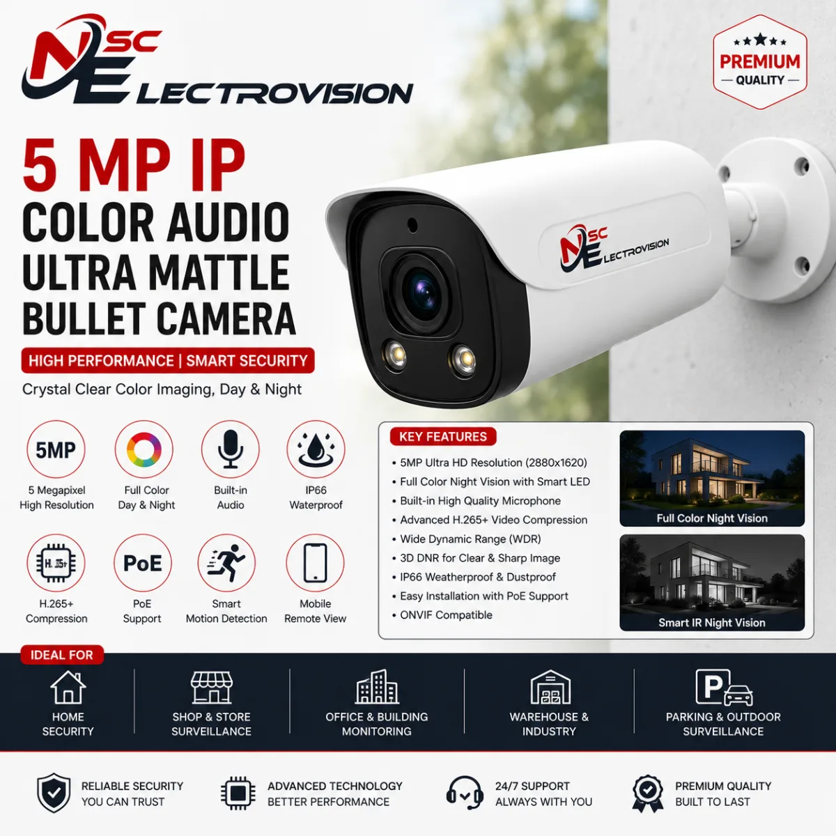 5 MP IP Color Audio Ultra Mattle Bullet Camera